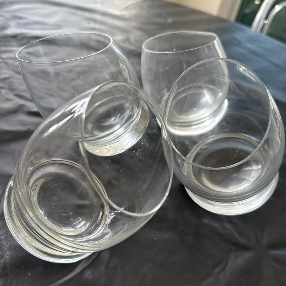 Crate & Barrel Angled Roly Poly Rocking Whiskey Glass Weighted Saturn Base